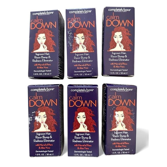 Set of 6 Completely Bare CALM DOWN Ingrown Hair Razor Bump Redness Eliminator - Picture 1 of 10